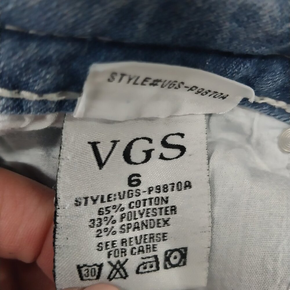 3459 Size 6 VGS Upcycled Bell-Bottoms in Blue and White Print. - Picture 5 of 5